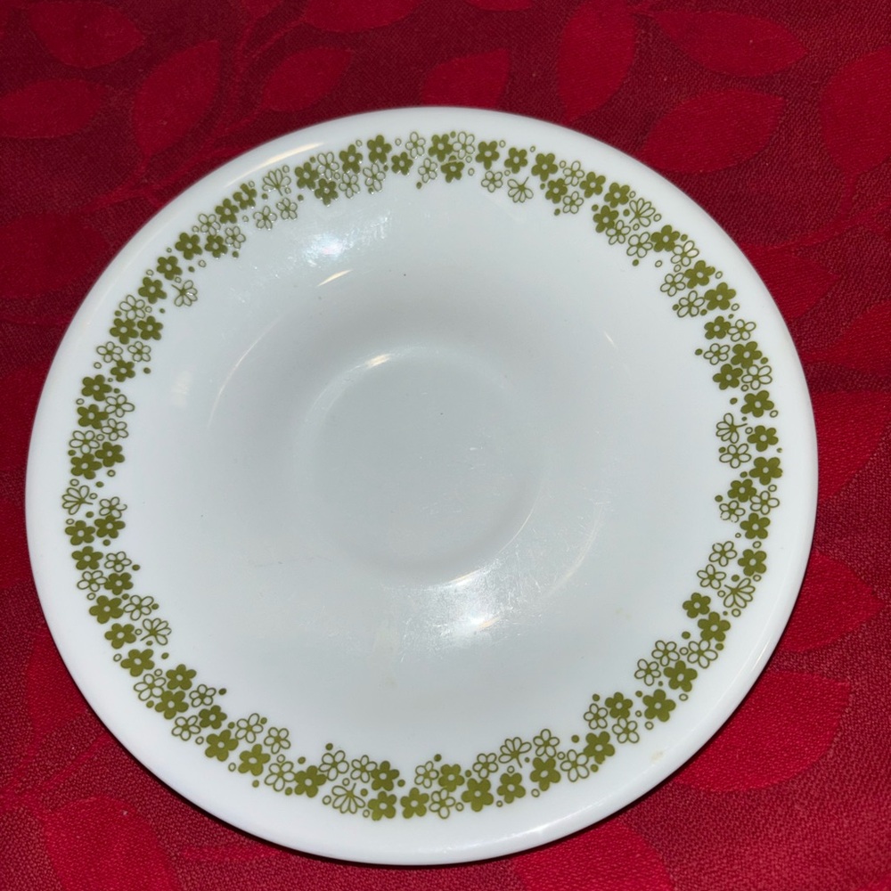 Vintage Corelle White Saucer with Crazy Daisy Design